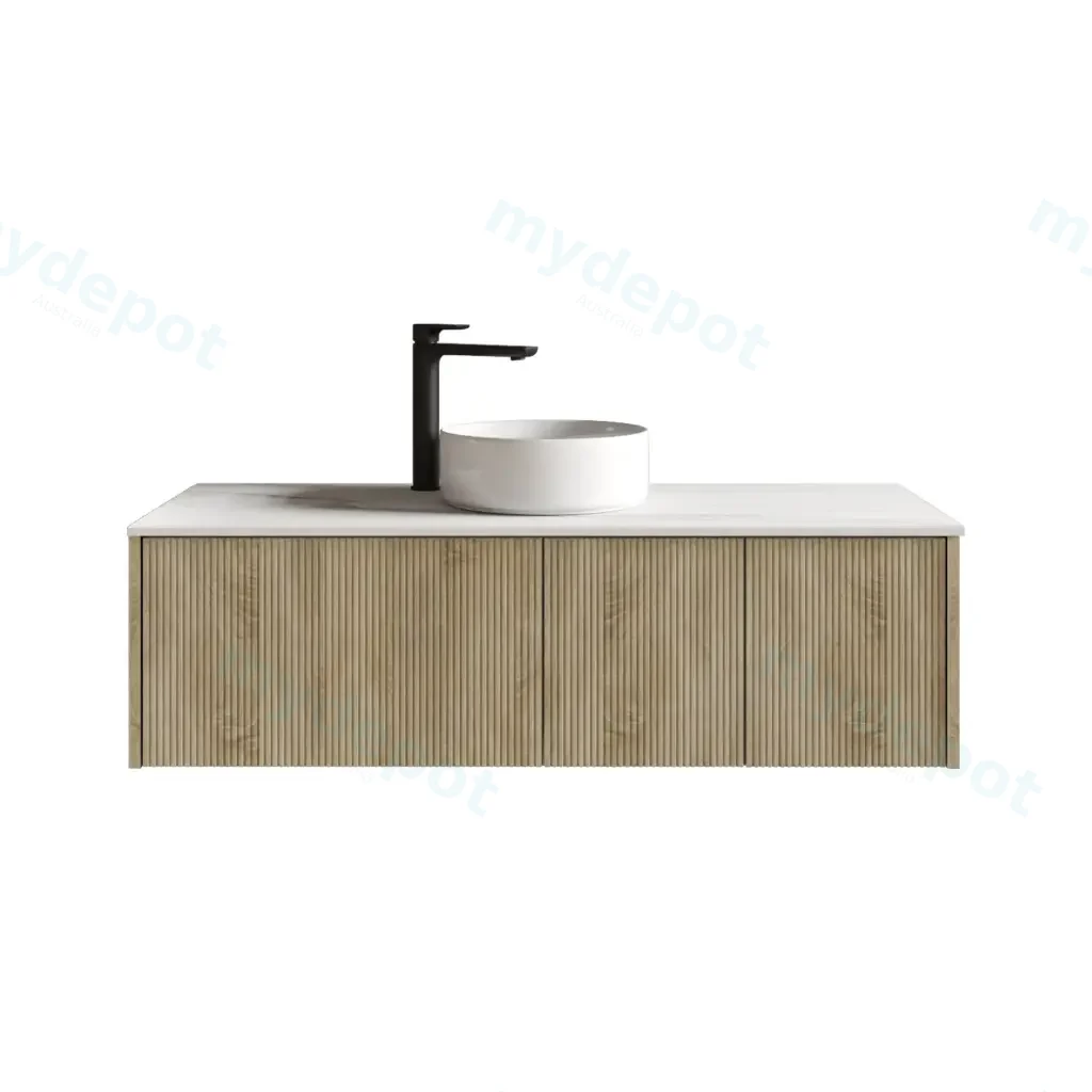 1200mm Customised Kiama Two Doors and One Drawer Plywood Wall Hung Vanity Cabinet Only White Oak