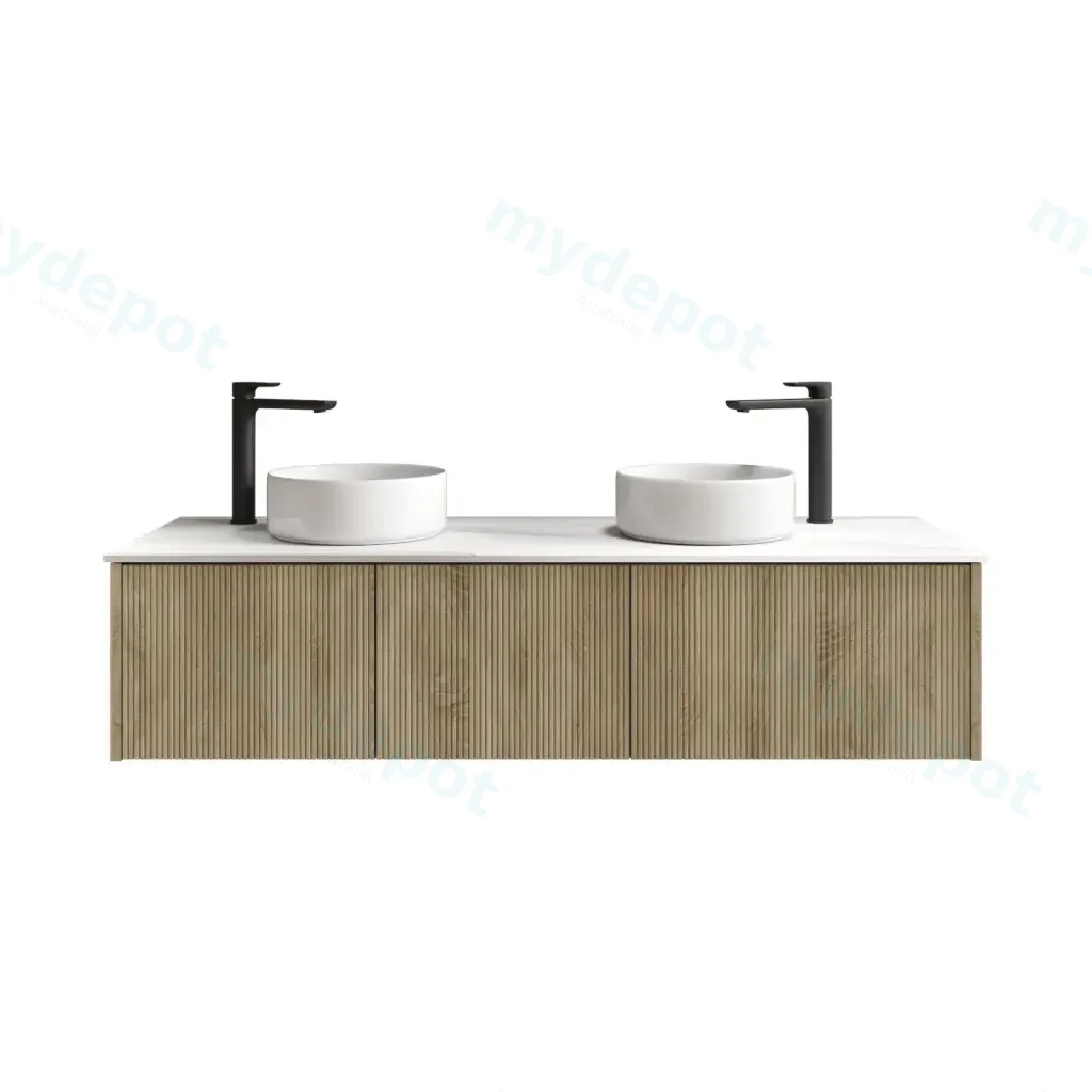 1500mm Customised Kiama Three Drawers Plywood Wall Hung Vanity Cabinet Only White Oak