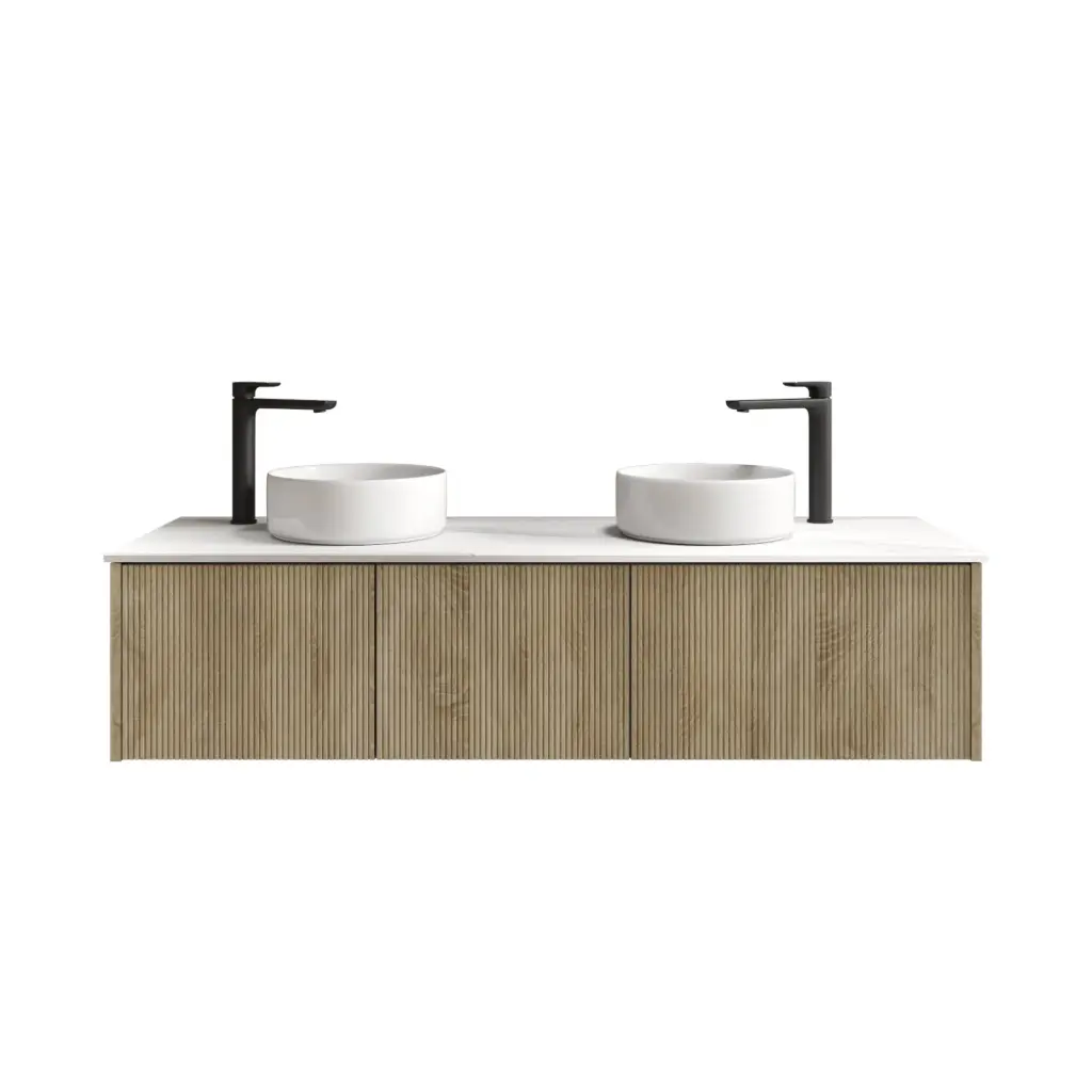 [98538/Cust-K155W-WO] 1500mm Customised Kiama Three Drawers Plywood Wall Hung Vanity Cabinet Only White Oak