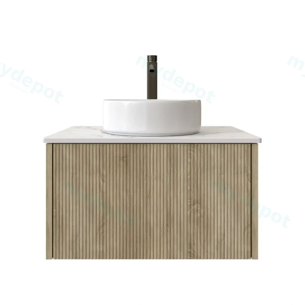 600mm Customised Kiama One Drawer Plywood Wall Hung Vanity Cabinet Only White Oak
