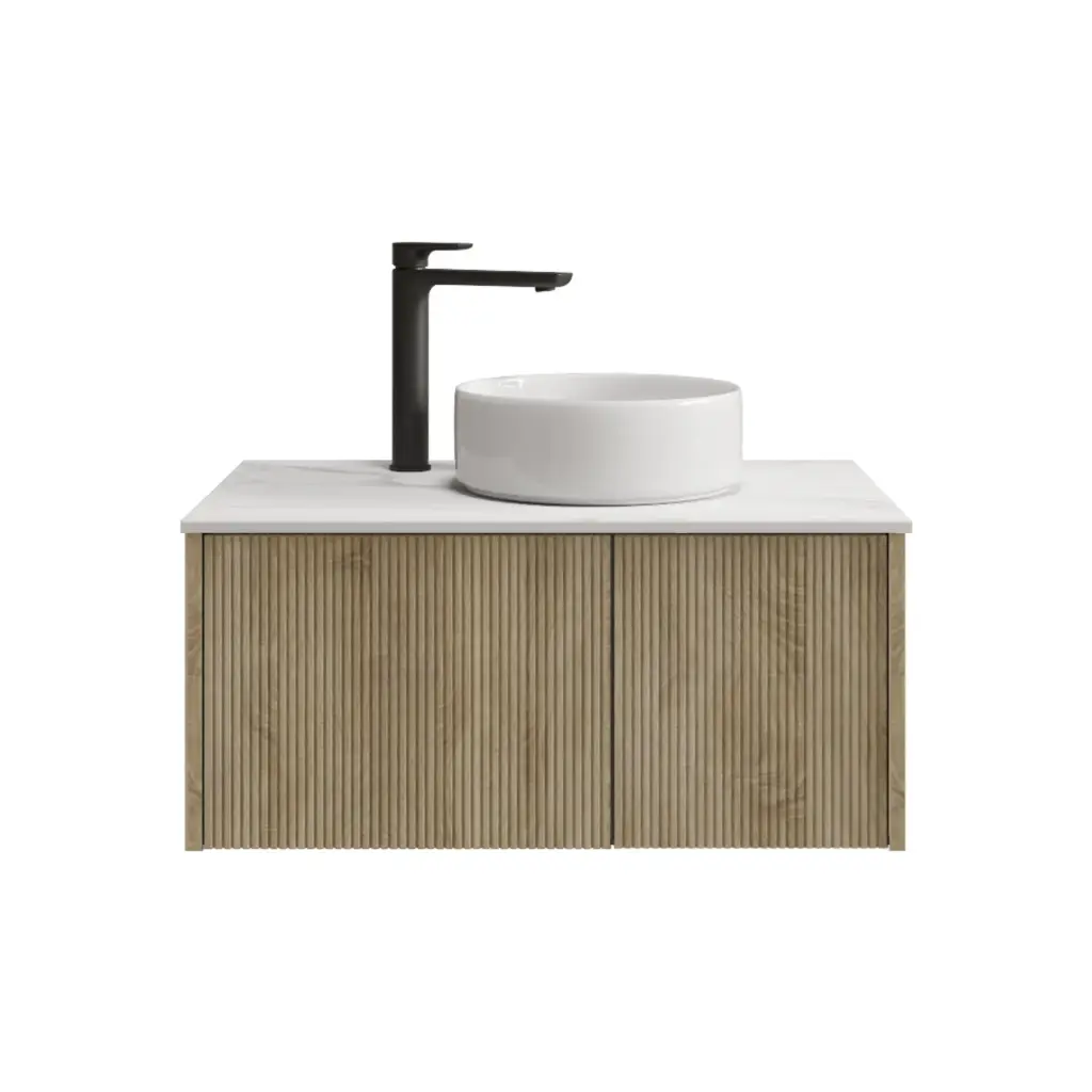 [98514/Cust-K800W-WO] 800mm Customised Kiama Plywood One Door One Drawer Wall Hung Vanity Cabinet Only White Oak