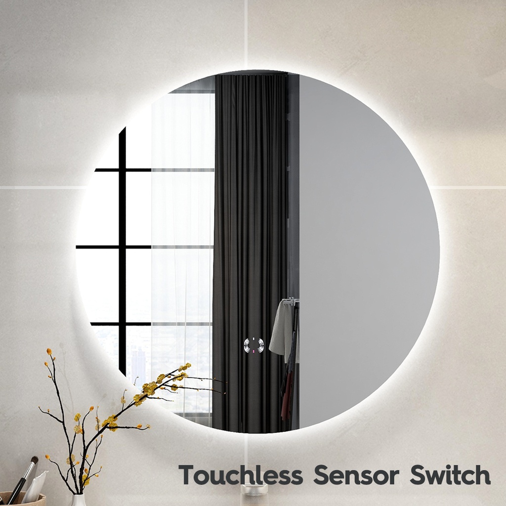 600mm Round 3 Color Backlit LED Mirror With Touchless Sensor Switch