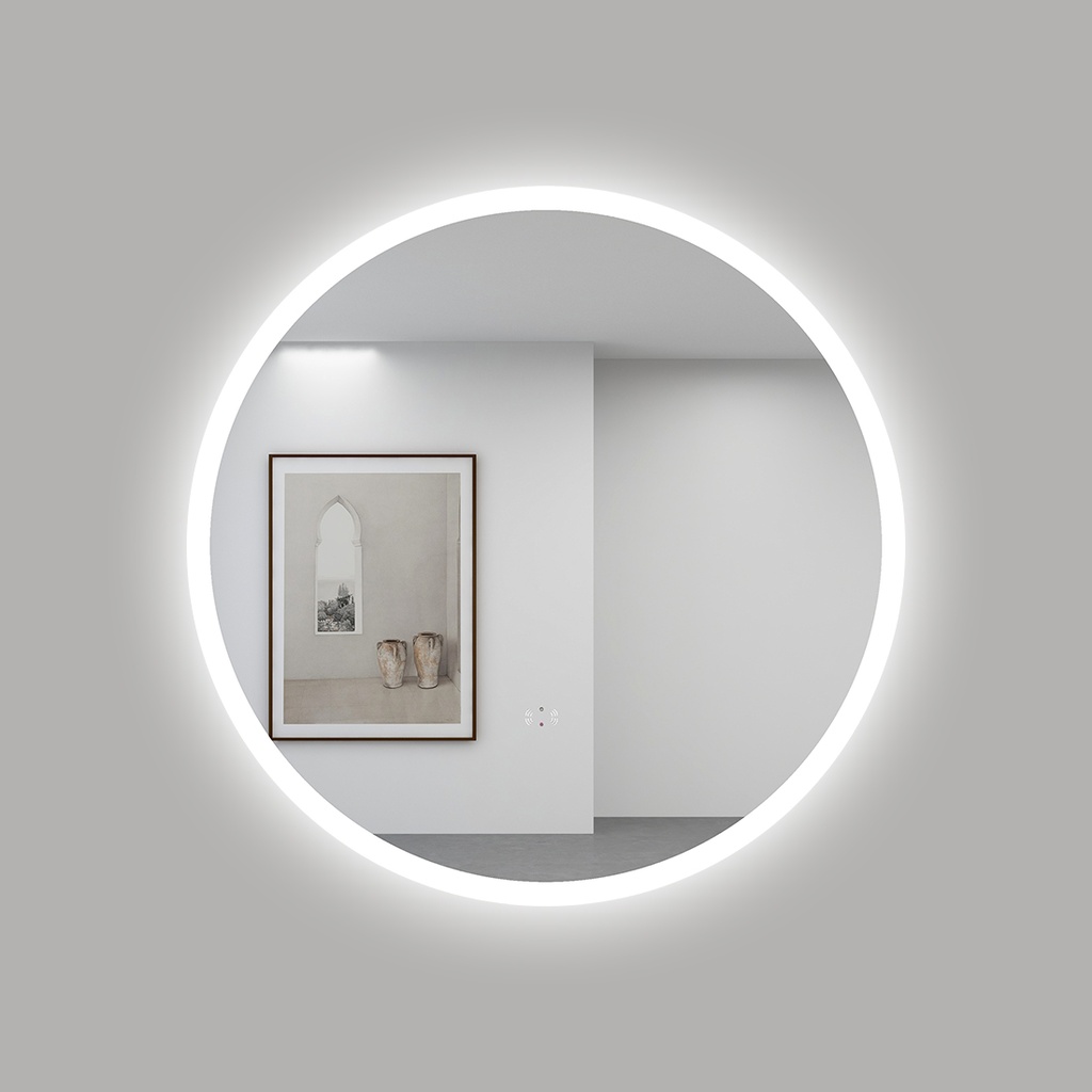 [86130/UL600M-AC] 600mm Round 3 Color Frontlit LED Mirror With Touchless Sensor Switch
