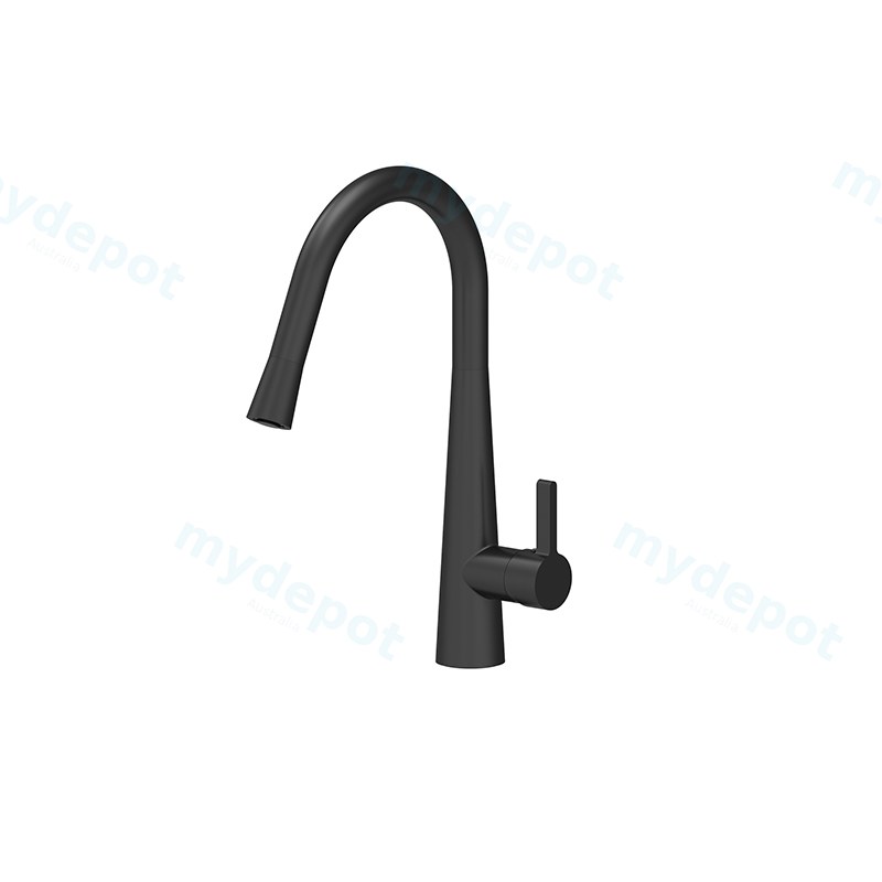 [55361] Designer Gooseneck Pull Out Kitchen Mixer Matte Black