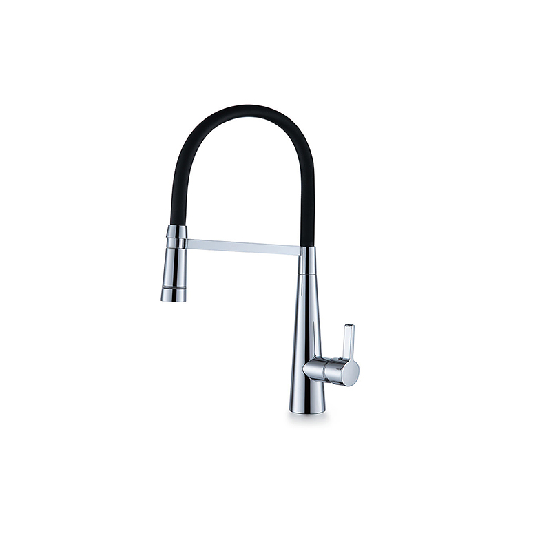 [55357] Designer Gooseneck Pull Out Kitchen Mixer With LED Chrome