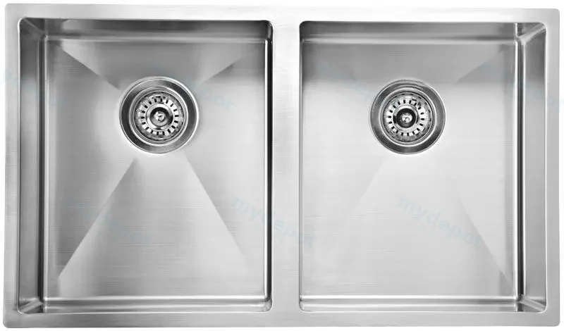 Eden Above / Undermount Double Bowl Sink R10 Corner 760 x 440 x 200mm(304 Stainless Steel)