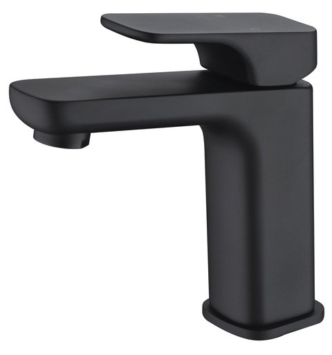Eden Round Cornered Rectangle Handle Basin Mixer Matt Black
