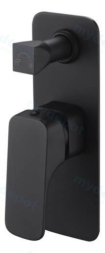 [44087] Eden Round Cornered Rectangle Handle Wall Mixer With  Diverter Matt Black