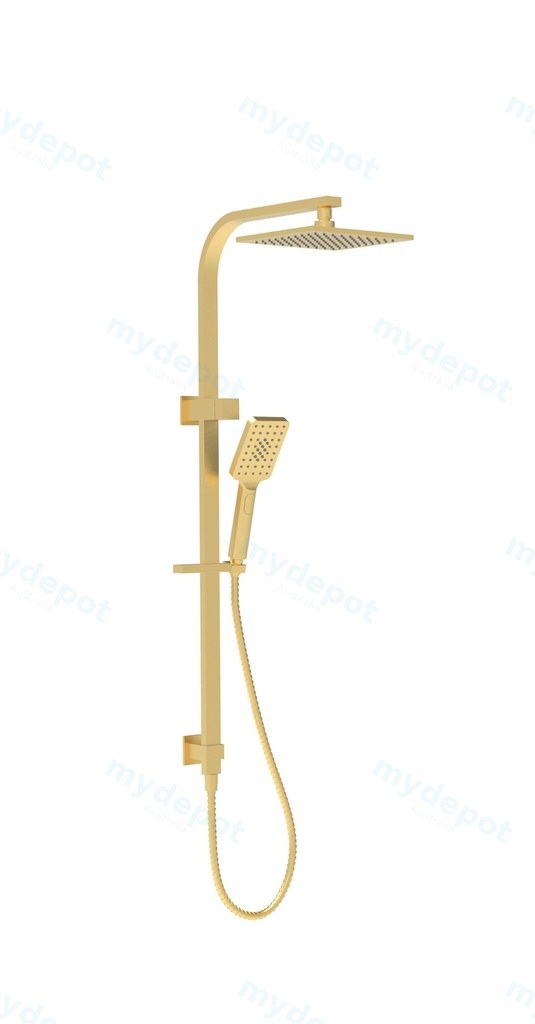 [44444] Eden Square Multi-function Shower Set Brushed Gold,250mm Plastic Shower Head