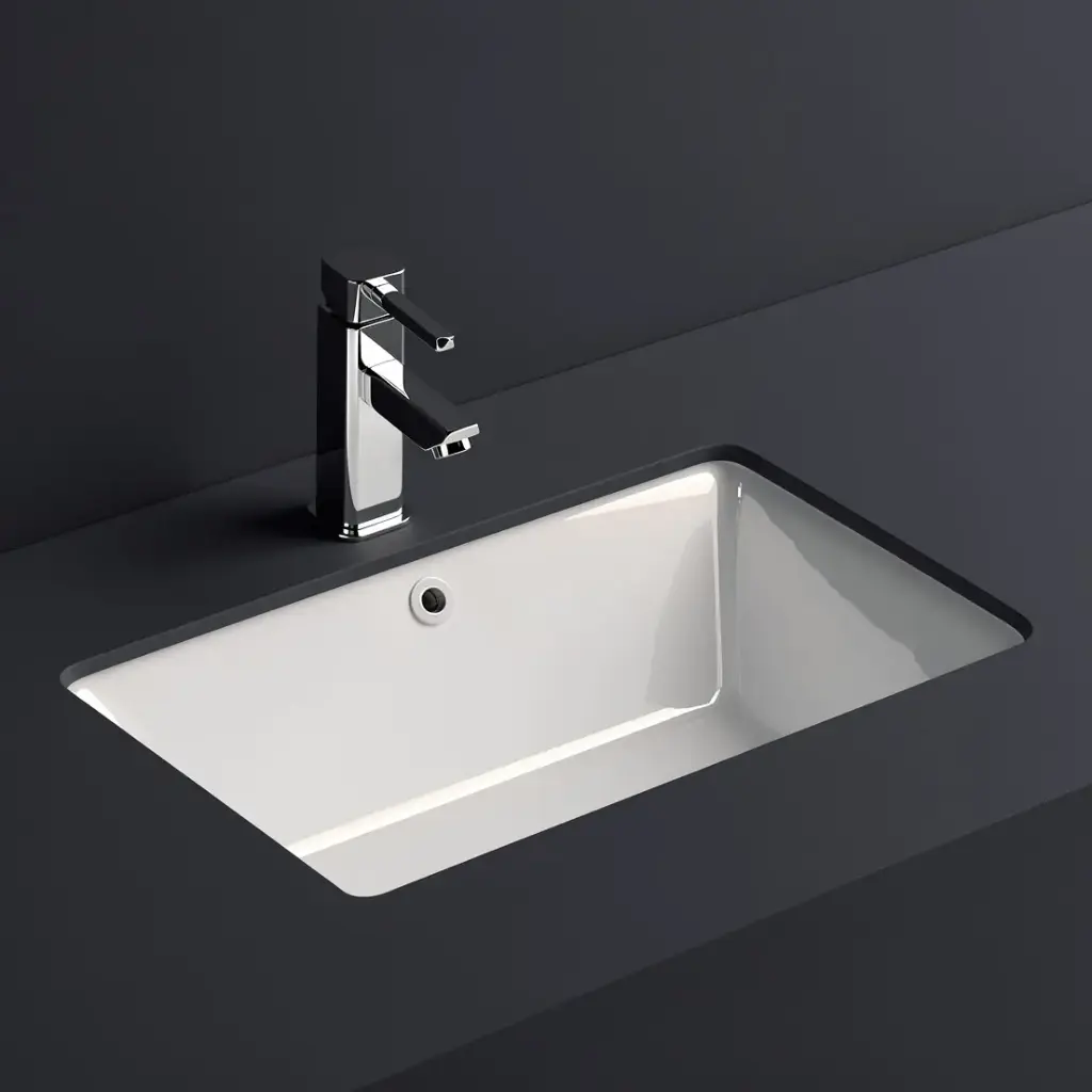 Eden Undermount Ceramic Rectangle Basin 530 x 340 x 170mm Gloss White
