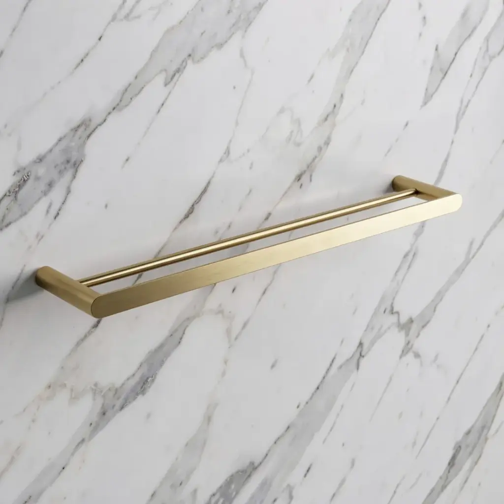 [40664] Esperia Brushed Yellow Gold Double Towel Rail 600mm