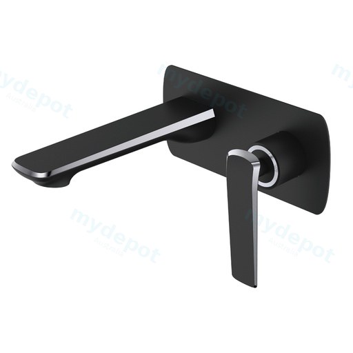 [40645] Esperia Chrome & Matte Black Wall Mixer With Spout