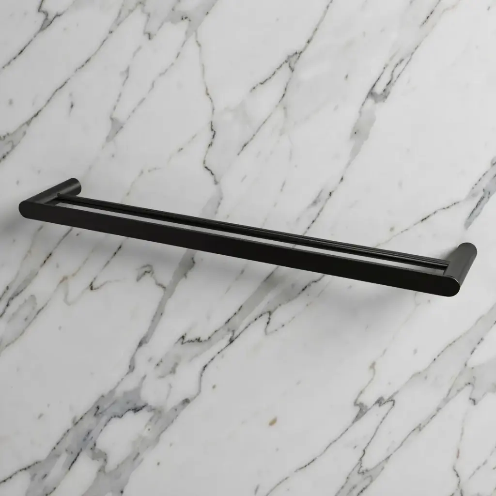 [40636] Esperia Matte Black Double Towel Rail 800mm