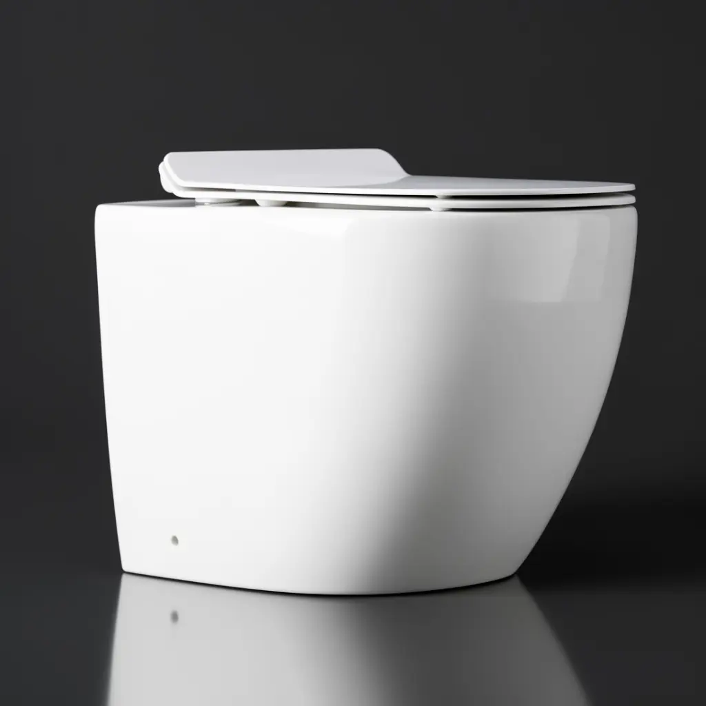 [71007/FST-EDEN] Floor Pan Rimless  Gloss White Flushing Toilet Gloss White P-trap Roughing -in