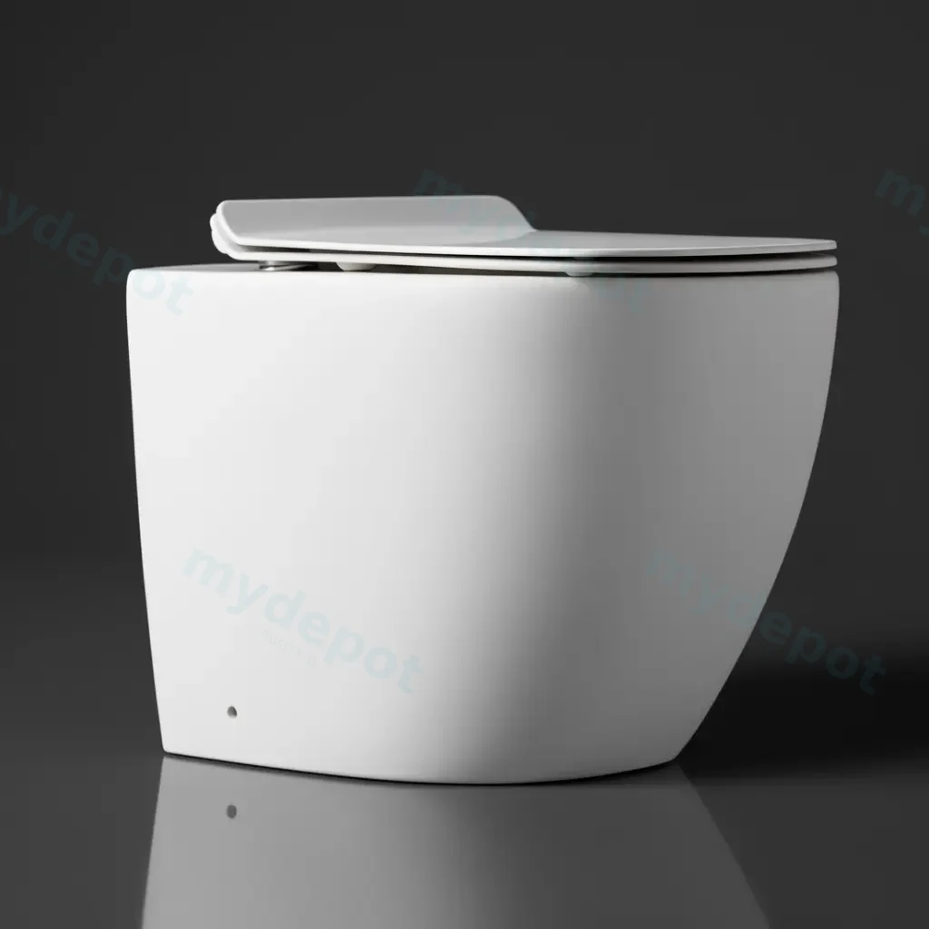 [71008/FST-EDEN-MW] Floor Pan Matte White Rimless Flushing Toilet P-trap Roughing -in