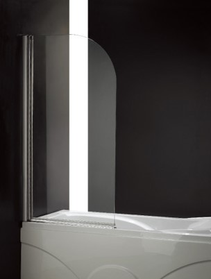 [89008/OBM2] Frameless Over Bath Shower Screen Swing Pivot Panel 775*1420mm Tempered Glass(Chrome)