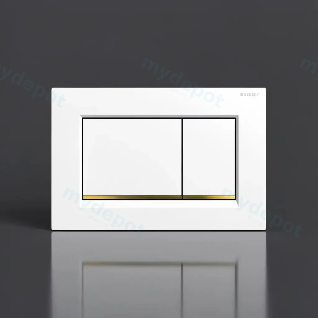 Geberit Sigma30 White Plate With Gold Trim