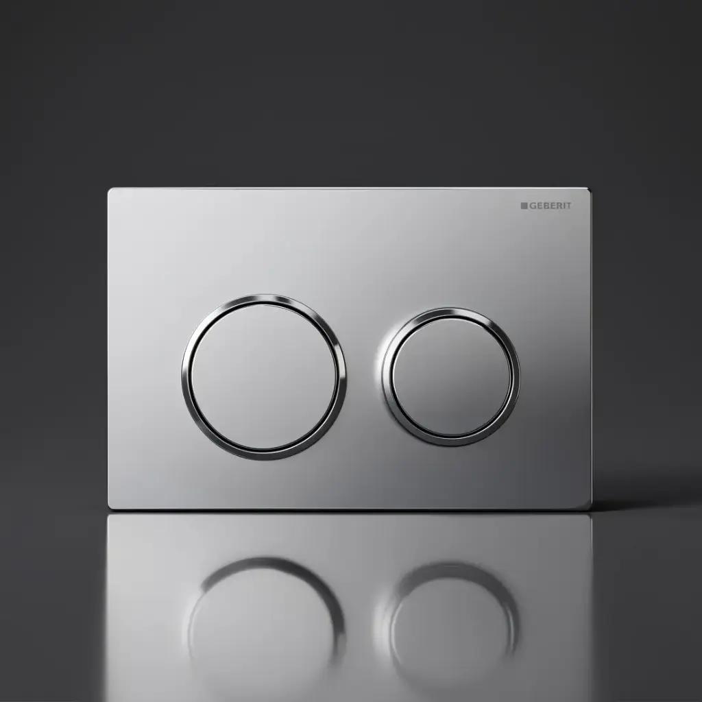 Kappa 21 Dual Flush/Access Plate (ABS) Matt Chrome Plate And Buttons With Bright Chrome Rings