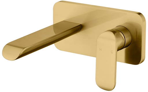 [43265] Kara Brushed Gold Wall Basin Mixer Lead Free