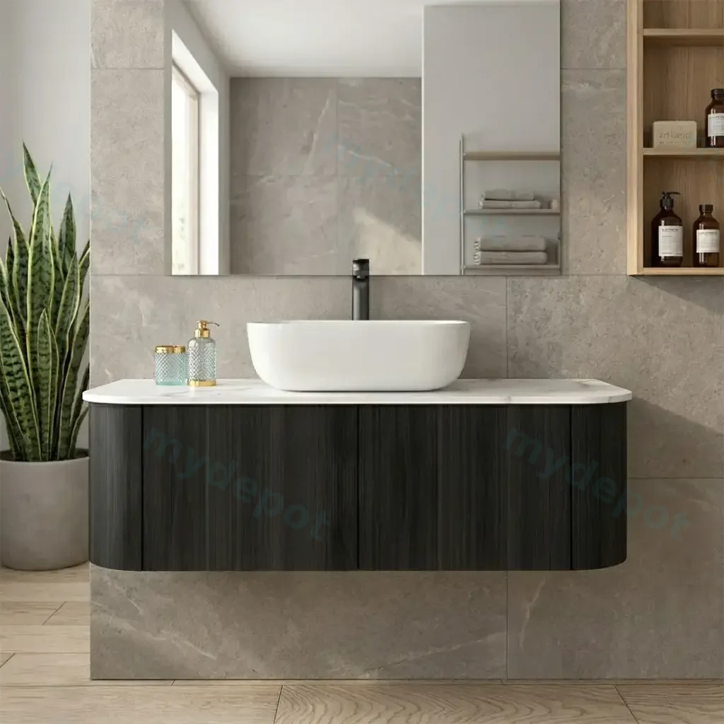 [93313/KC125W-BO] Kiama 1200mm Bottega Oak Two Drawers Curved Wall Hung Vanity Cabinet Only