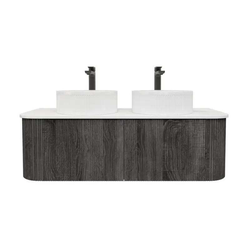 [93397/KC125W-DG] Kiama 1200mm Dark Grey Two Drawers Curved Wall Hung Vanity