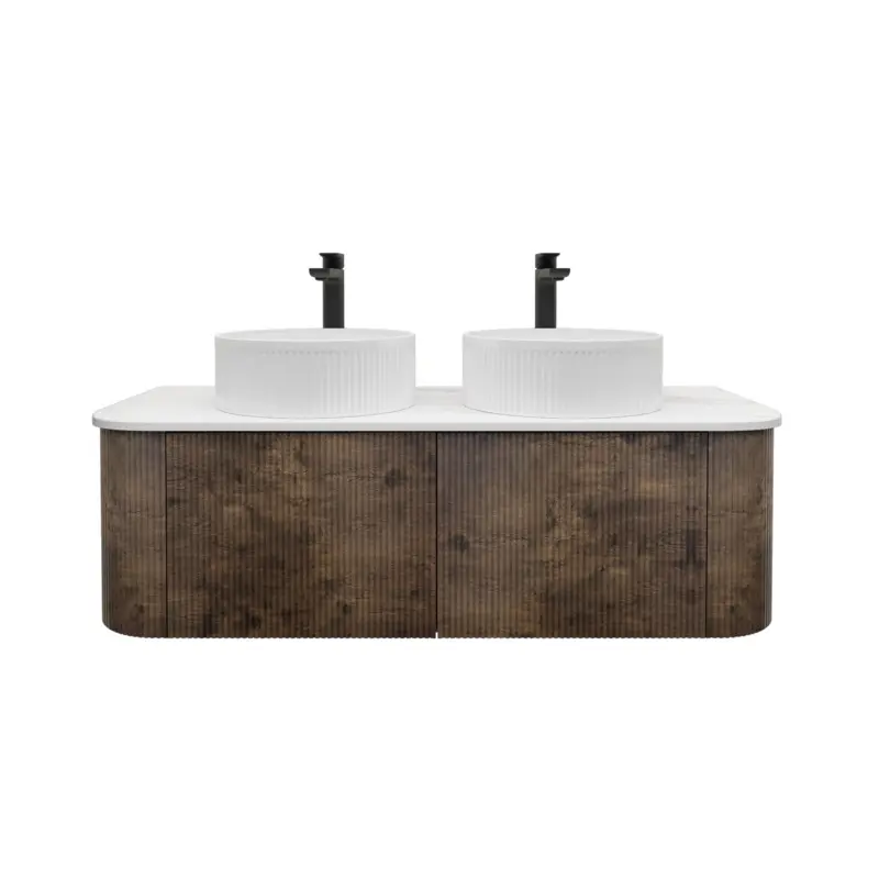 [93402/KC125W-DO] Kiama 1200mm Dark Oak Two Drawers Curved Wall Hung Vanity