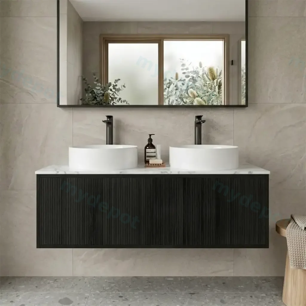 Kiama 1200mm Bottega Oak One Left Drawer One Right Door Wall Hung Vanity Cabinet Only