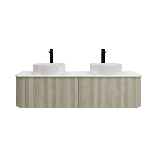 [93300/KC155W-CO] 1500mm Kiama Coastal Oak Two Drawers Curved Wall Hung Vanity