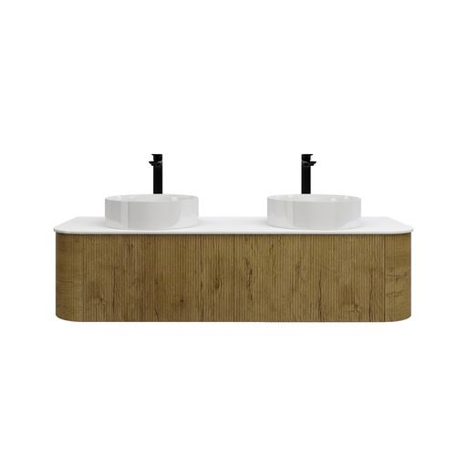 [93296/KC155W-PO] 1500mm Kiama Prime Oak Two Drawers Curved Wall Hung Vanity