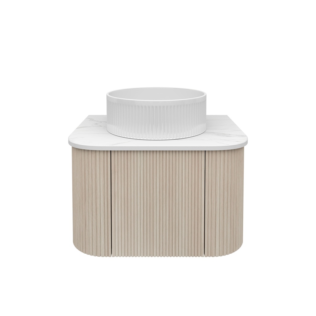 [93365/KC65W-CO] Kiama 600mm Coastal Oak One Door Curved Wall Hung Vanity Cabinet Only