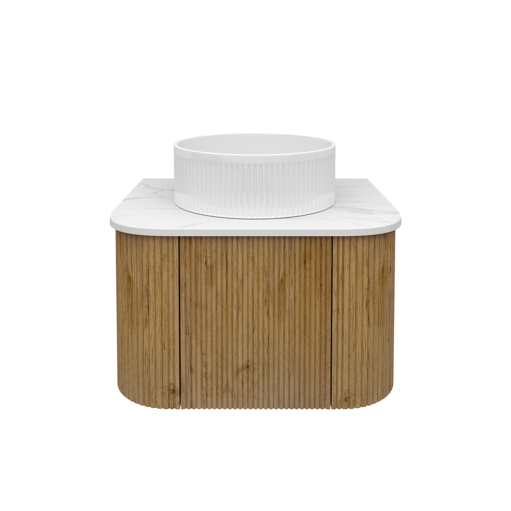 [93364/KC65W-PO] Kiama 600mm Prime Oak One Door Curved Wall Hung Vanity