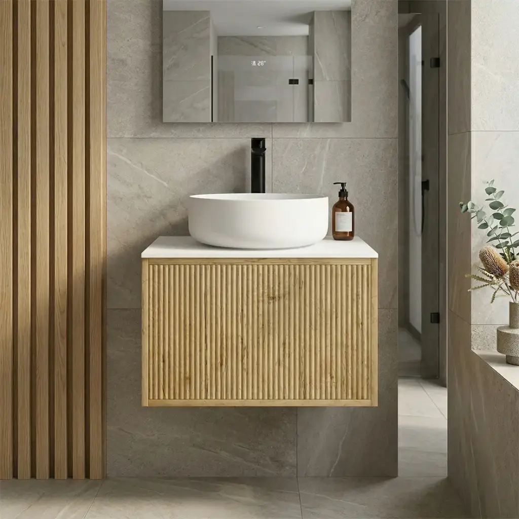 [93263/K65W-PO] Kiama 600mm Prime Oak One Drawer Wall Hung Vanity Cabinet Only