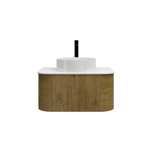 Kiama 750mm Prime Oak One Drawer Curved Wall Hung Vanity Cabinet Only