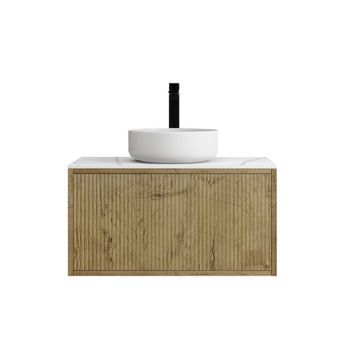 Kiama Slim 750mm Prime Oak One Drawer Narrow Wall Hung Vanity Cabinet Only