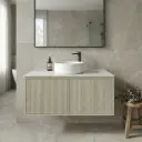 Kiama Slim 900mm Coastal Oak One Left Drawer One Right Door Narrow Wall Hung Vanity Cabinet Only