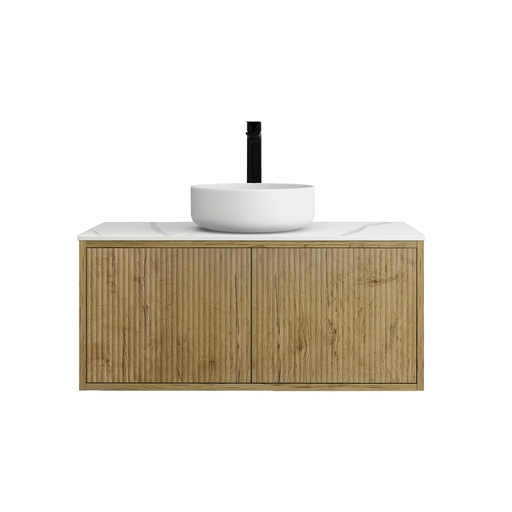 [93282/K939RW-PO] Kiama Slim 900mm Prime Oak One Right Drawer One Left Door Narrow Wall Hung Vanity