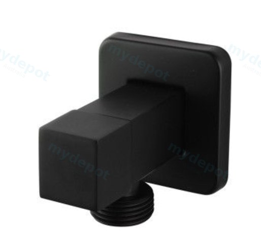 [41325] Laundry Square Black 1/4 Turn Washing Machine Stop Tap Pair
