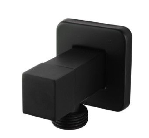 [41325] Laundry Square Black 1/4 Turn Washing Machine Stop Tap Pair