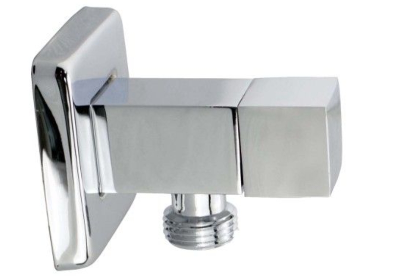 [41263] Laundry Square Chrome 1/4 Turn Washing Machine Stop Tap Pair