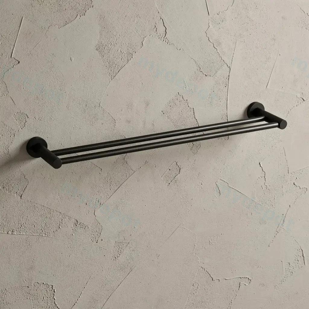 [44717] Linie Double Towel Rail 800mm Matt Black