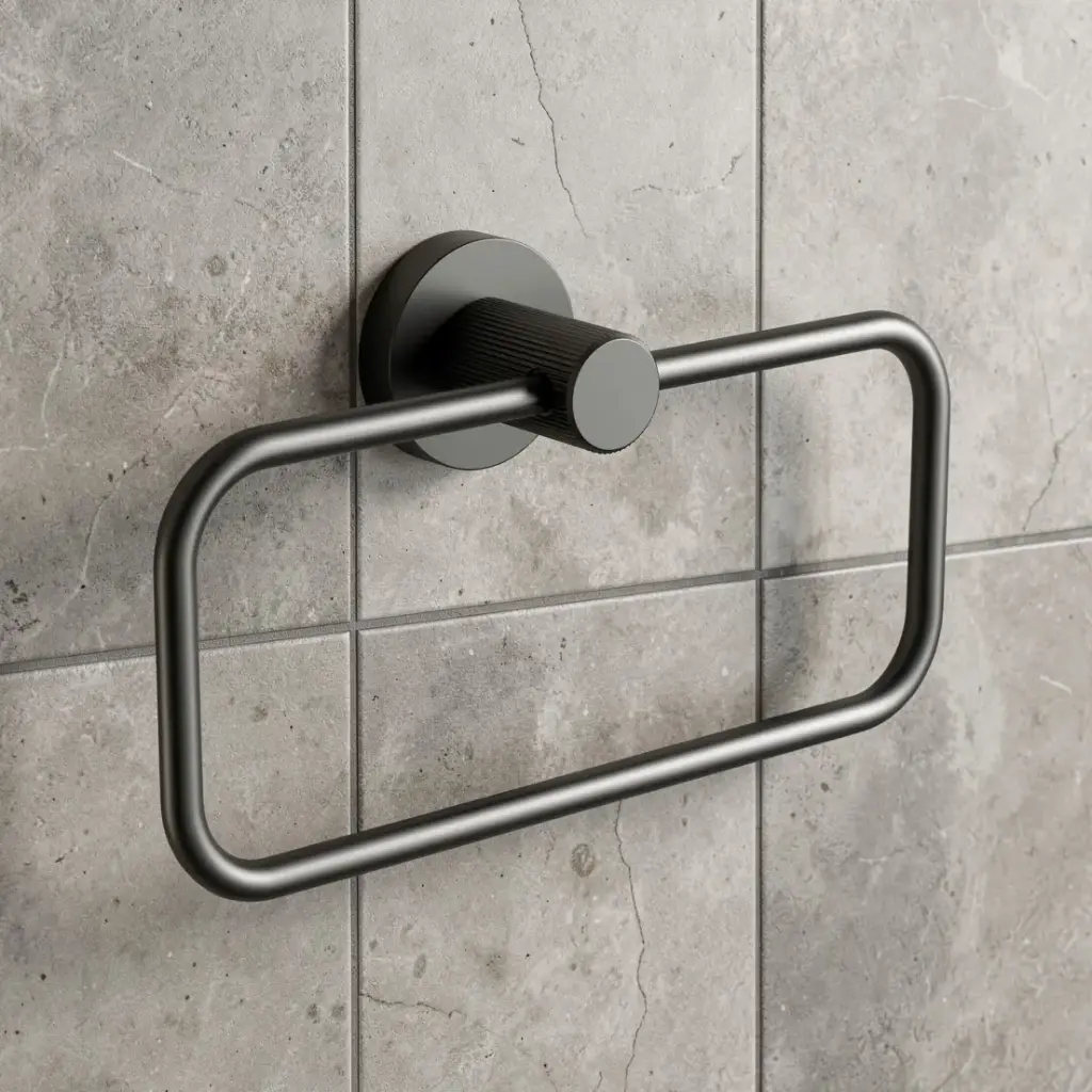 [44724] Linie Towel Ring Gun Metal