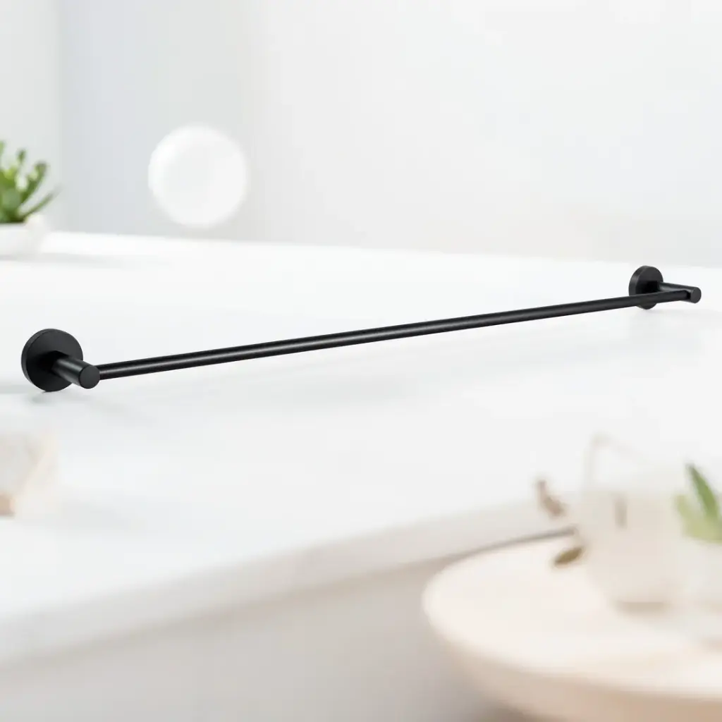 [40188] Lucid Pin Round Black Single Towel Rack Rail 790mm