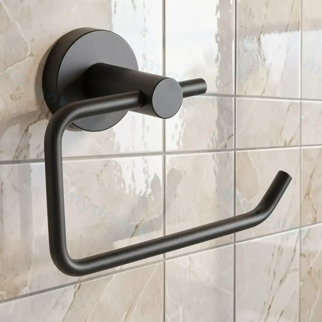 [40199] Lucid Pin Round Black Toilet Paper Roll Holder