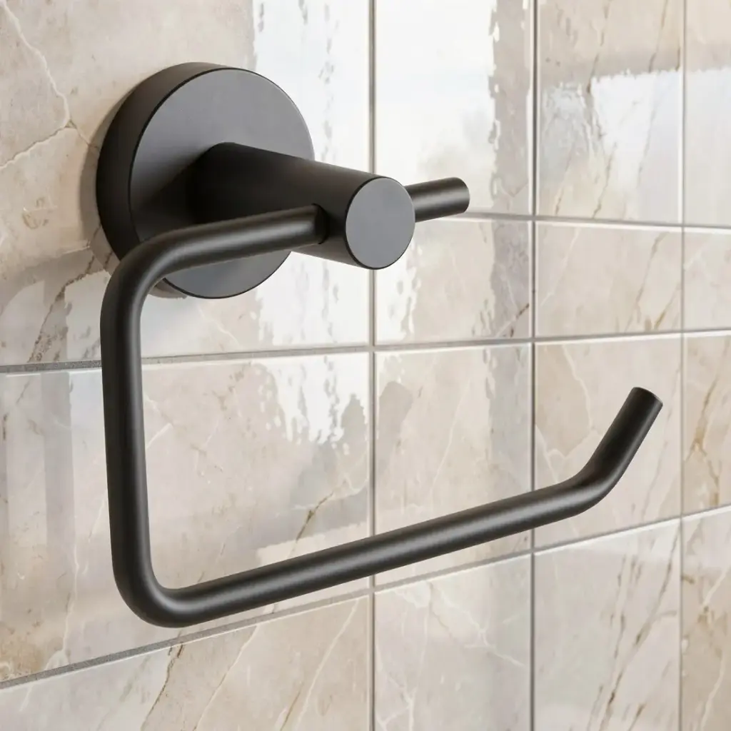 [40199] Lucid Pin Round Black Toilet Paper Roll Holder