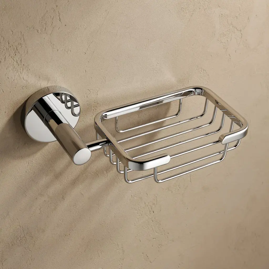 [40193] Lucid Pin Round Chrome Stainless Steel Wall Mounted Soap Holder