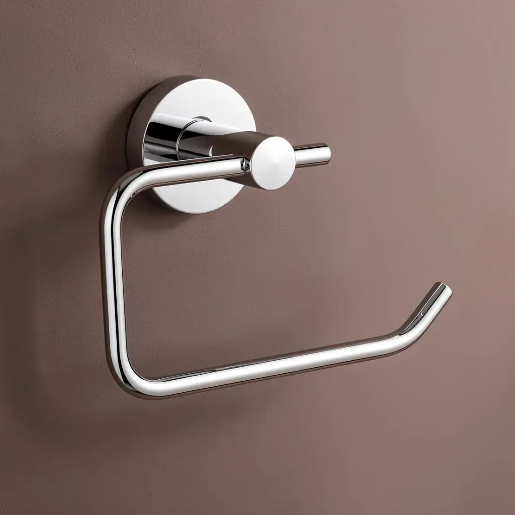 [40198] Lucid Pin Round Chrome Toilet Paper Roll Holder