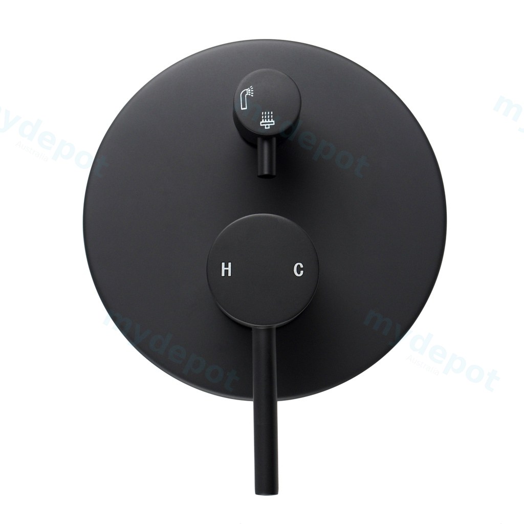 [40176] Lucid Pin Round Matte Black Shower/Bath Mixer Diverter