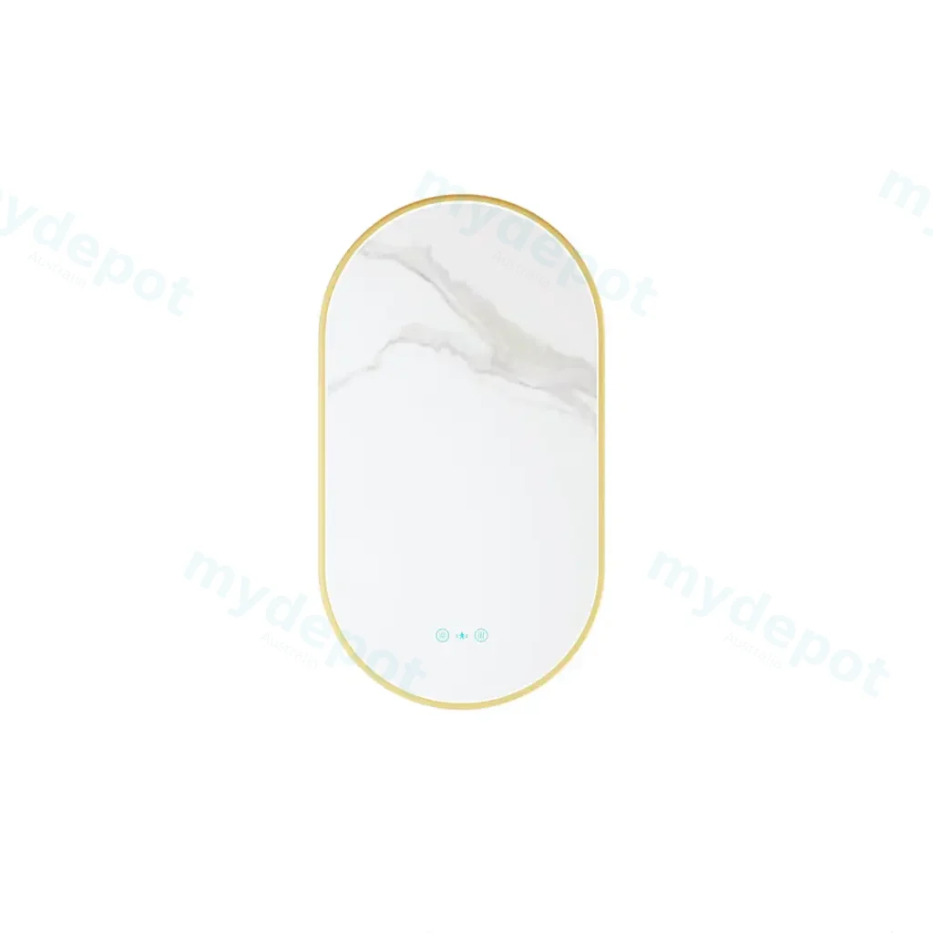 Maia Series 500x900x45mm Brushed Gold Oval LED Mirror