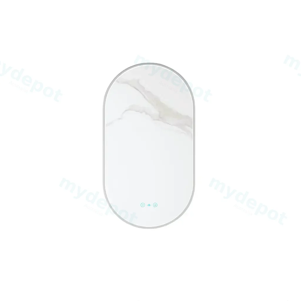 Maia Series 500x900x45mm Gun Metal Oval LED Mirror