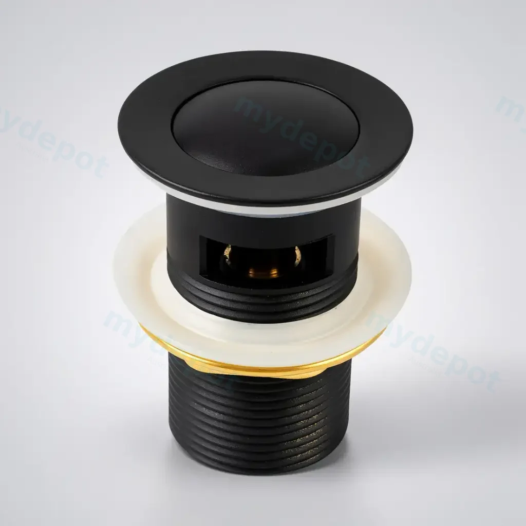 [41082] Matt Black 32/40mm Solid Brass Basin Pop Up Waste with Overflow